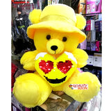 18'' Sequince Heart Fluffy Teddy Bear Hat Wear Teddy Bear for Girls/ Kids - Yellow